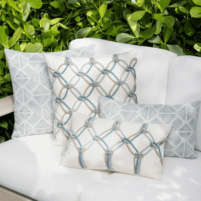 Aqua Rope Knot Indoor/Outdoor Pillow - Our Boat House