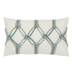 Aqua Rope Knot Indoor/Outdoor Pillow - Our Boat House