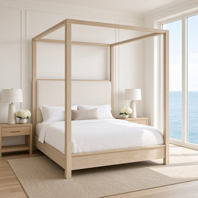 Augustine Beach House Canopy Bed - Bleached White - Our Boat House