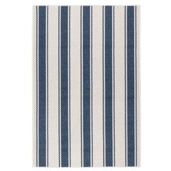 Awning Stripe Machine Washable Rug - Blue & Ivory - Our Boat House
