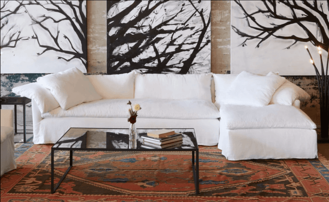 Bali Slipcovered Sectional 139in x 68in w/ LAF Chaise Lounge - Our Boat House