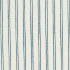 light blue and white stripe fabric for slipcovered chair by Our Boat House
