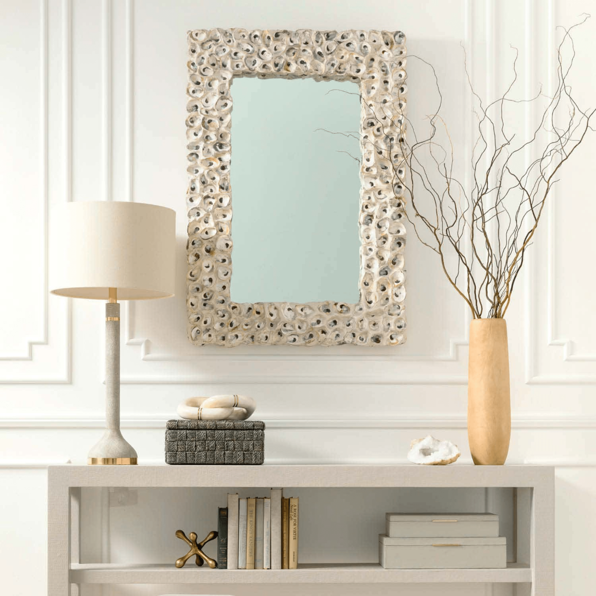 Bedford Rectangular Oyster Shell Mirror - Three Sizes - Our Boat House