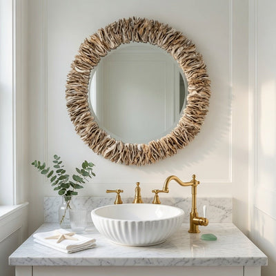 Bedford Round Oyster Shell Mirror - Our Boat House