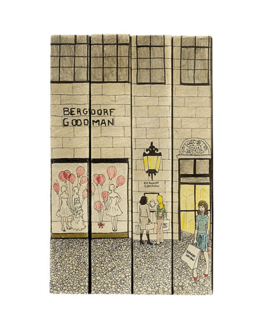 Bergdorf Shop Rendering - Tall Book Stack - Our Boat House