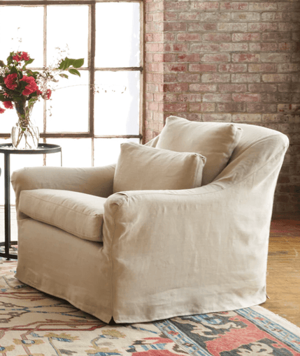 Bermuda Slipcovered Swivel Chair - Our Boat House