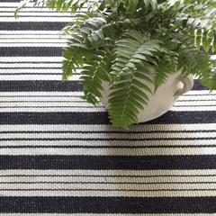 Birmingham Handwoven Indoor/Outdoor Rug - Black & White Stripe - Our Boat House