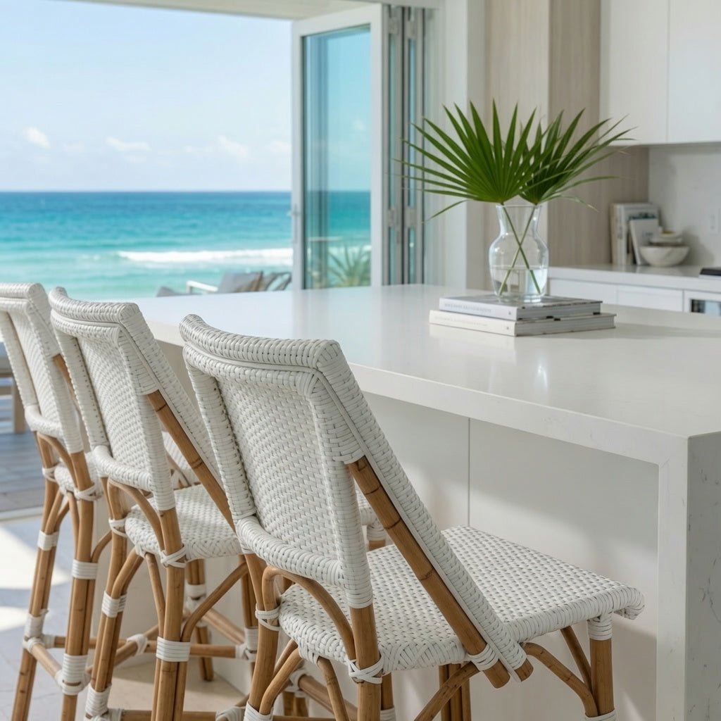 Biscayne Bistro Counter Stool - White & Natural - Our Boat House