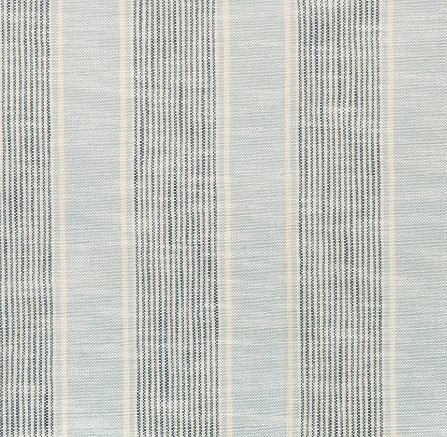 Textured fabric with horizontal stripes in blue and gray on a light gray background