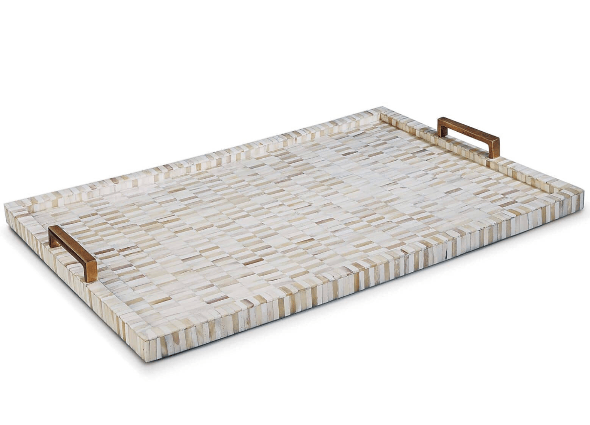Bone and Brass Rectangular Tray - Our Boat House