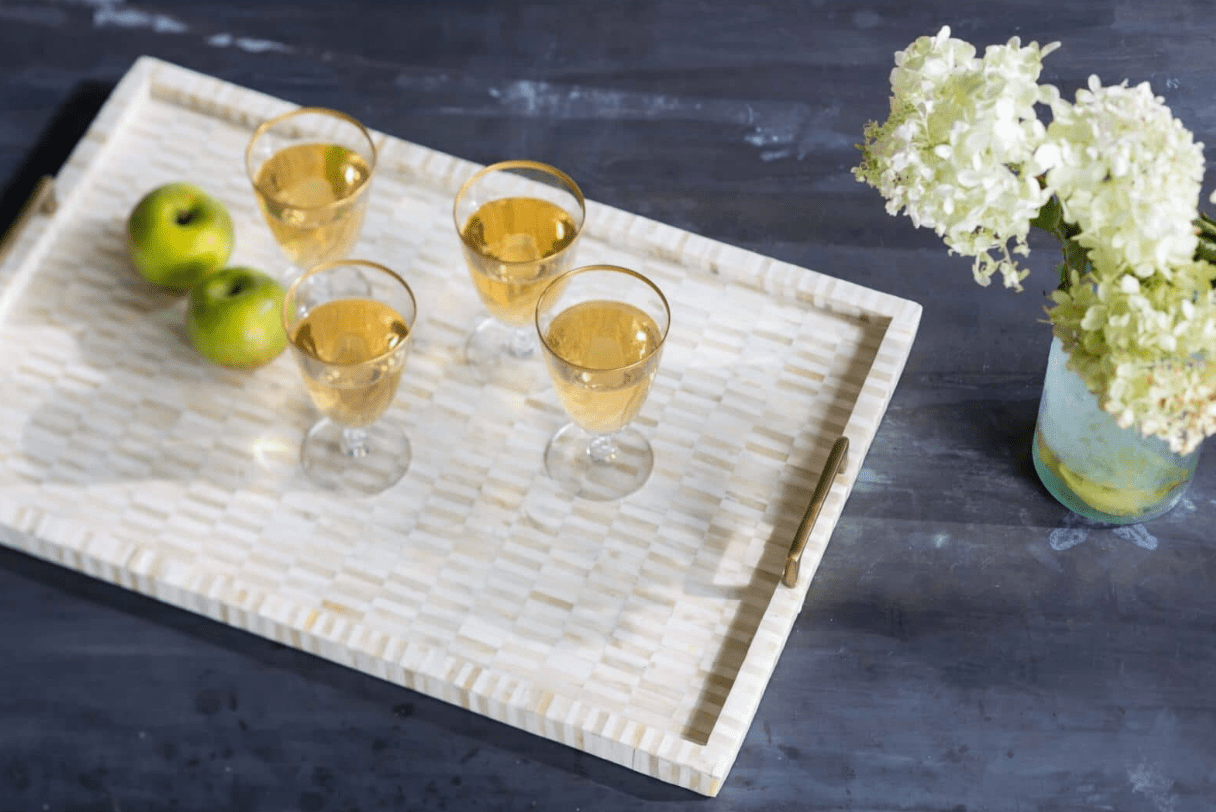 Bone and Brass Rectangular Tray - Our Boat House