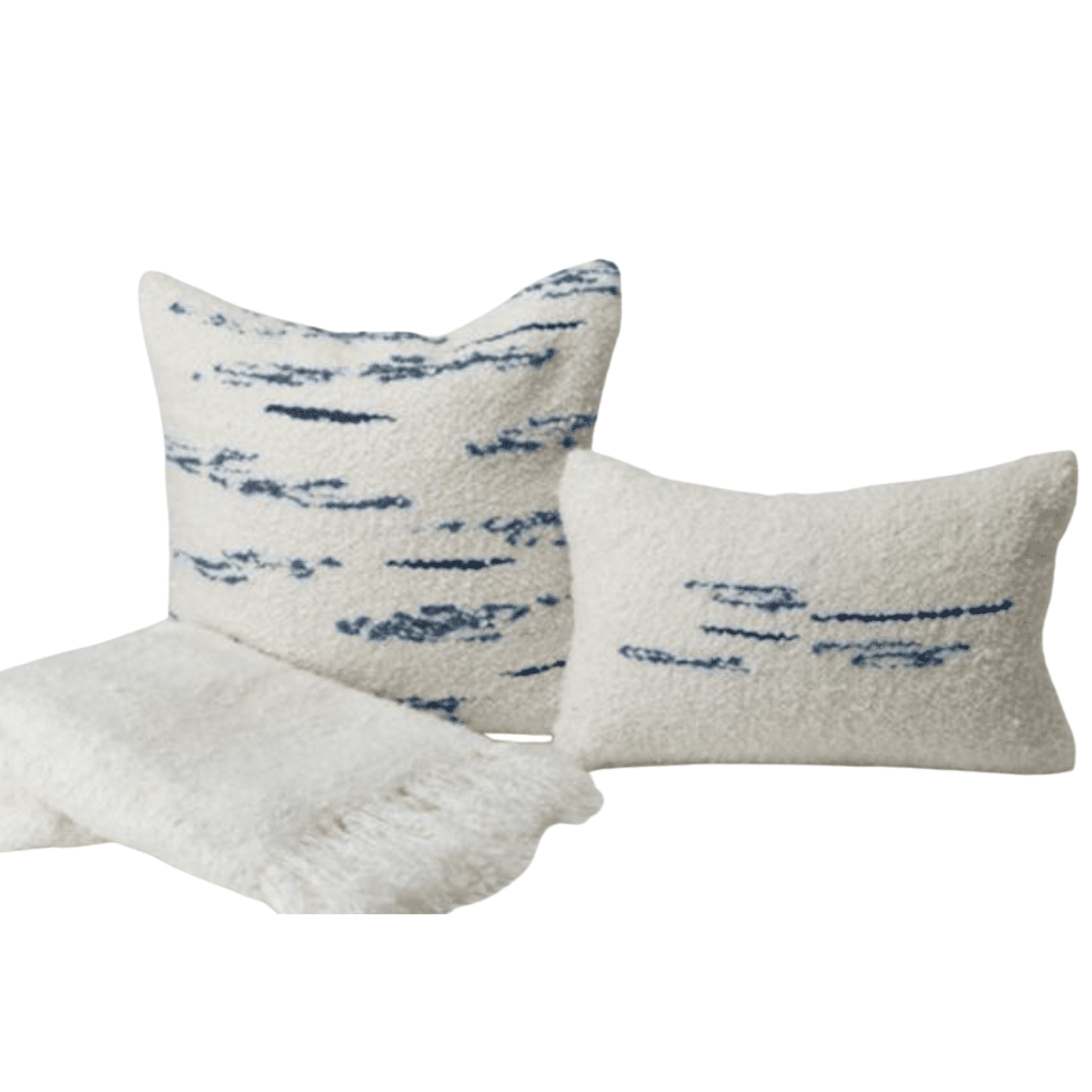 Bouclé Bianco & Azure Multi Stripes - Our Boat House