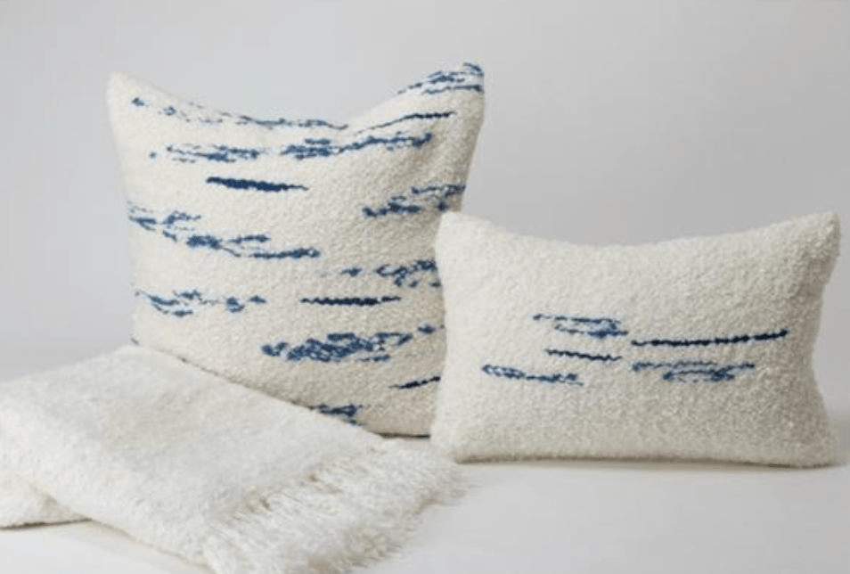 Bouclé Bianco & Azure Multi Stripes - Our Boat House
