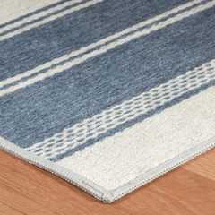 Bowman Stripe Washable Rug - Blue - Our Boat House