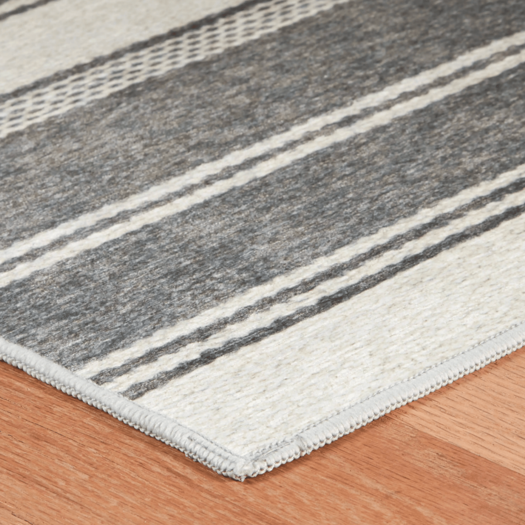 Bowman Stripe Washable Rug - Grey - Our Boat House