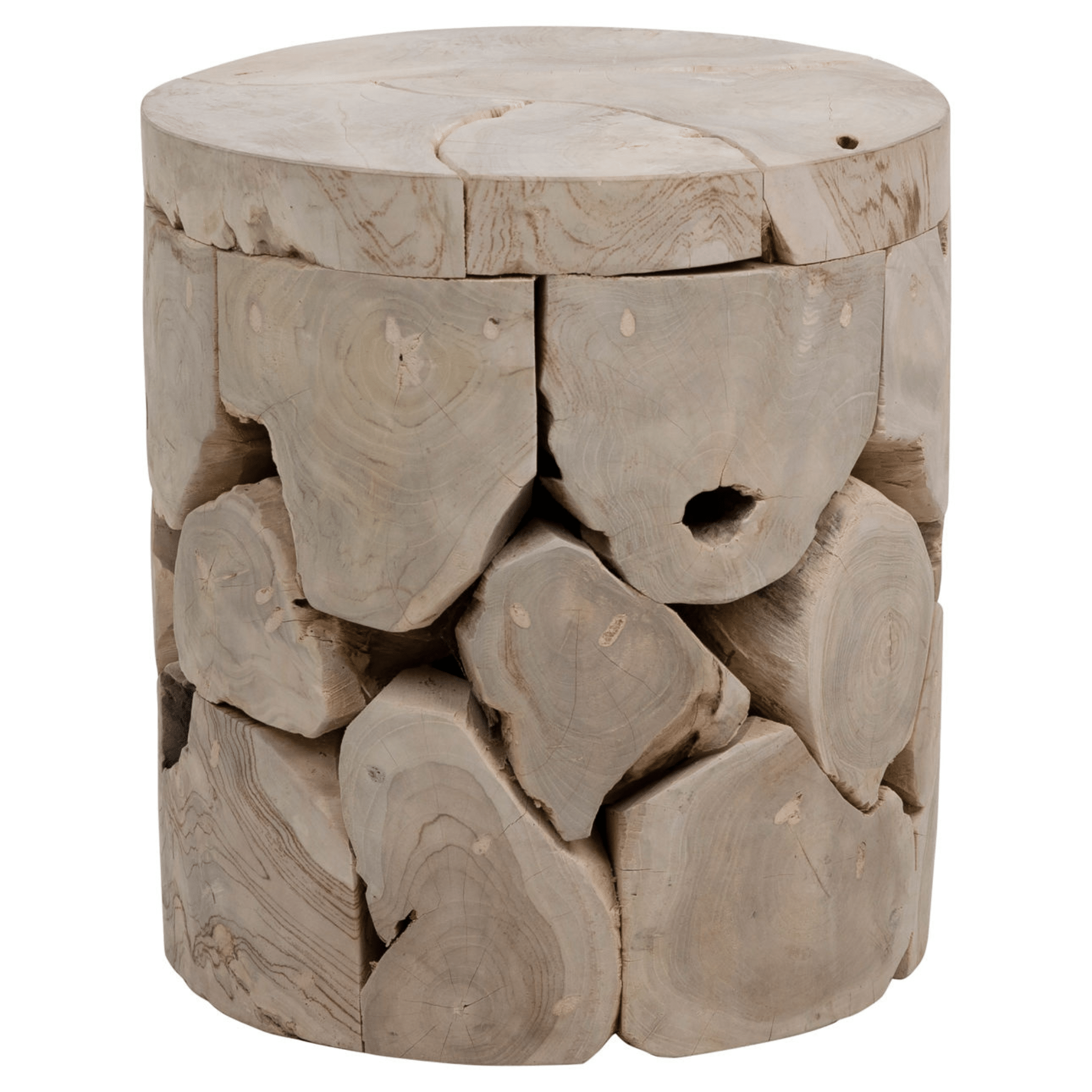 Brantly Round Teak Slice Side Table - Our Boat House