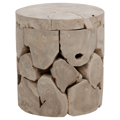 Brantly Round Teak Slice Side Table - Our Boat House