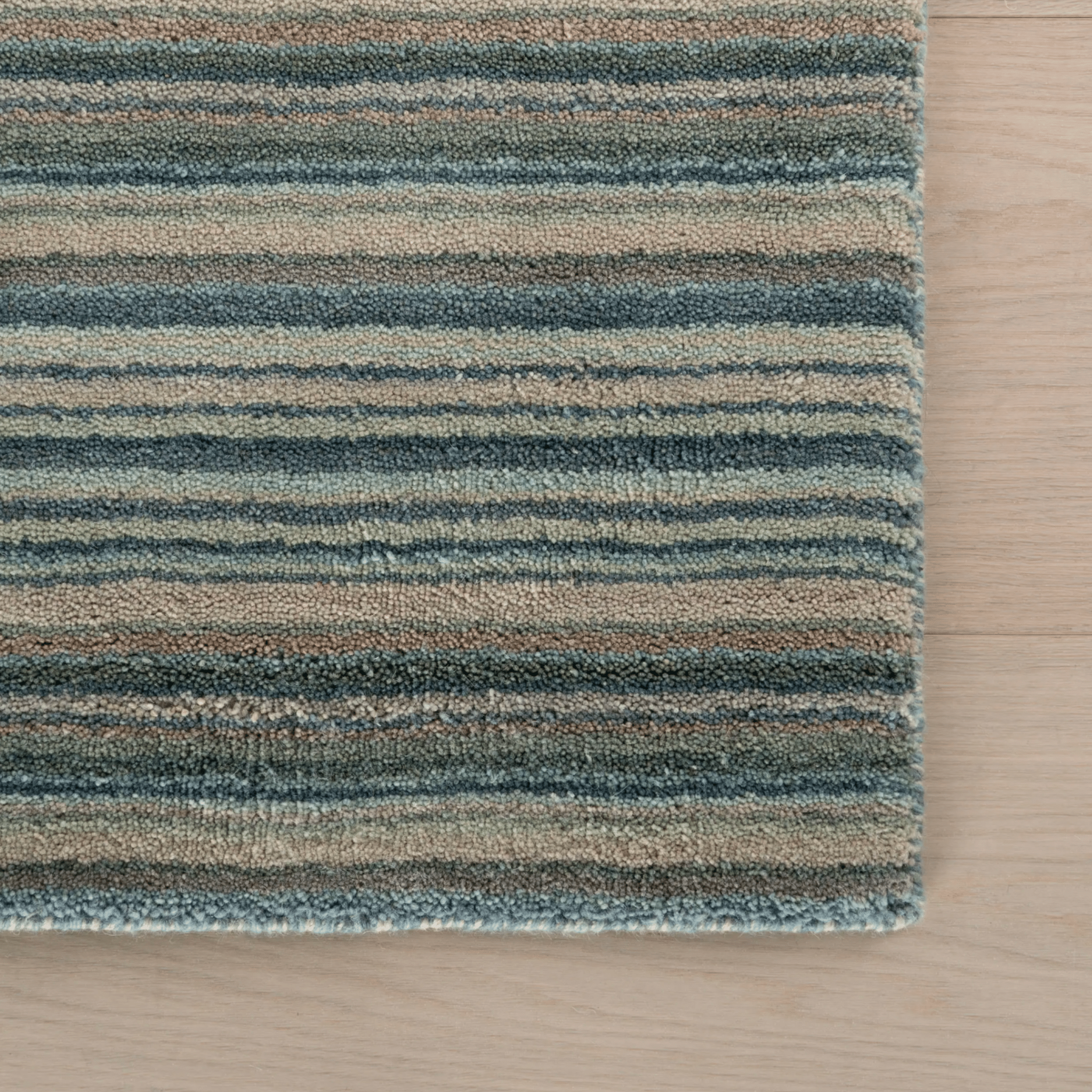 Brindle Stripe Hand Loom Knotted Wool Rug - Blue - Our Boat House