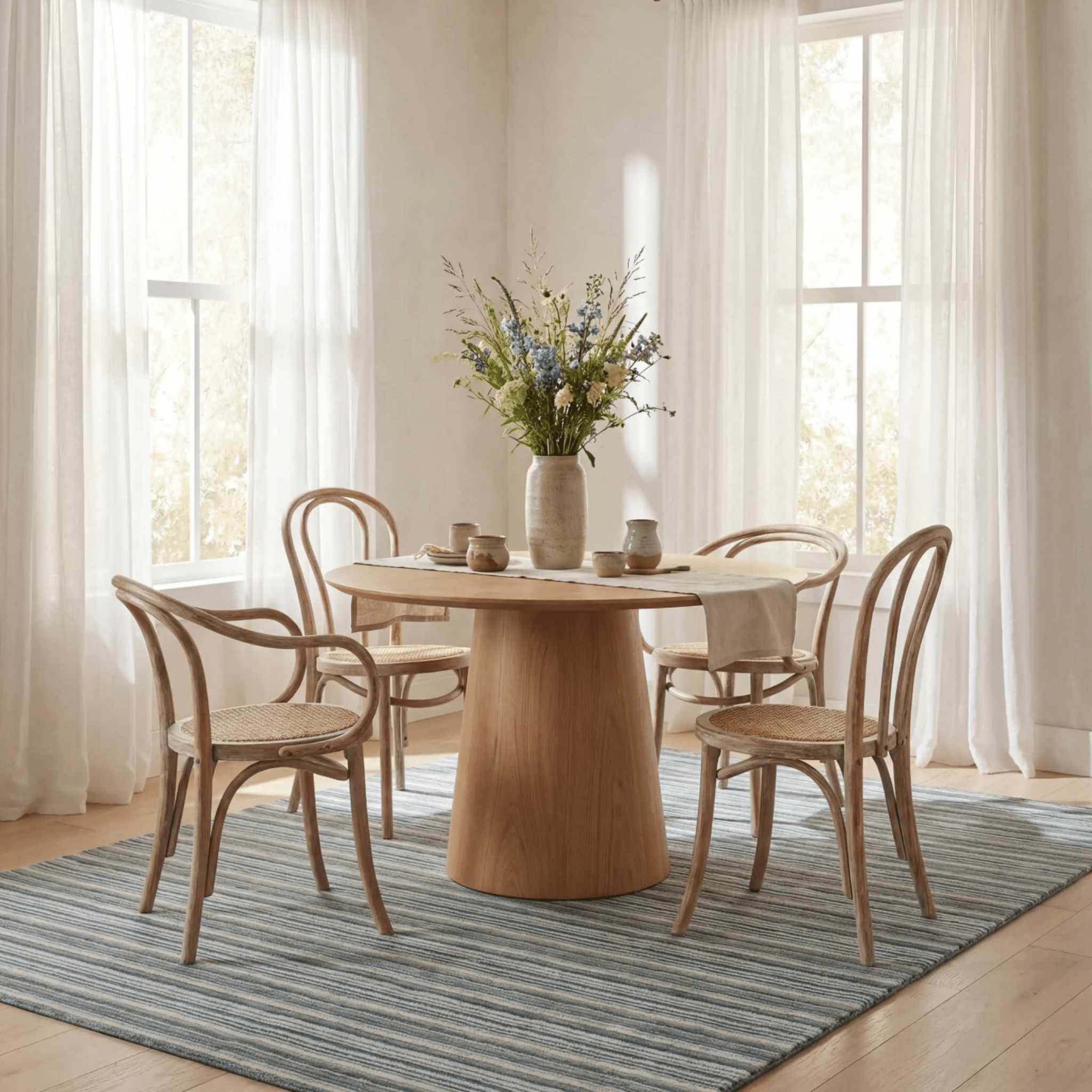Brindle Stripe Hand Loom Knotted Wool Rug - Blue - Our Boat House