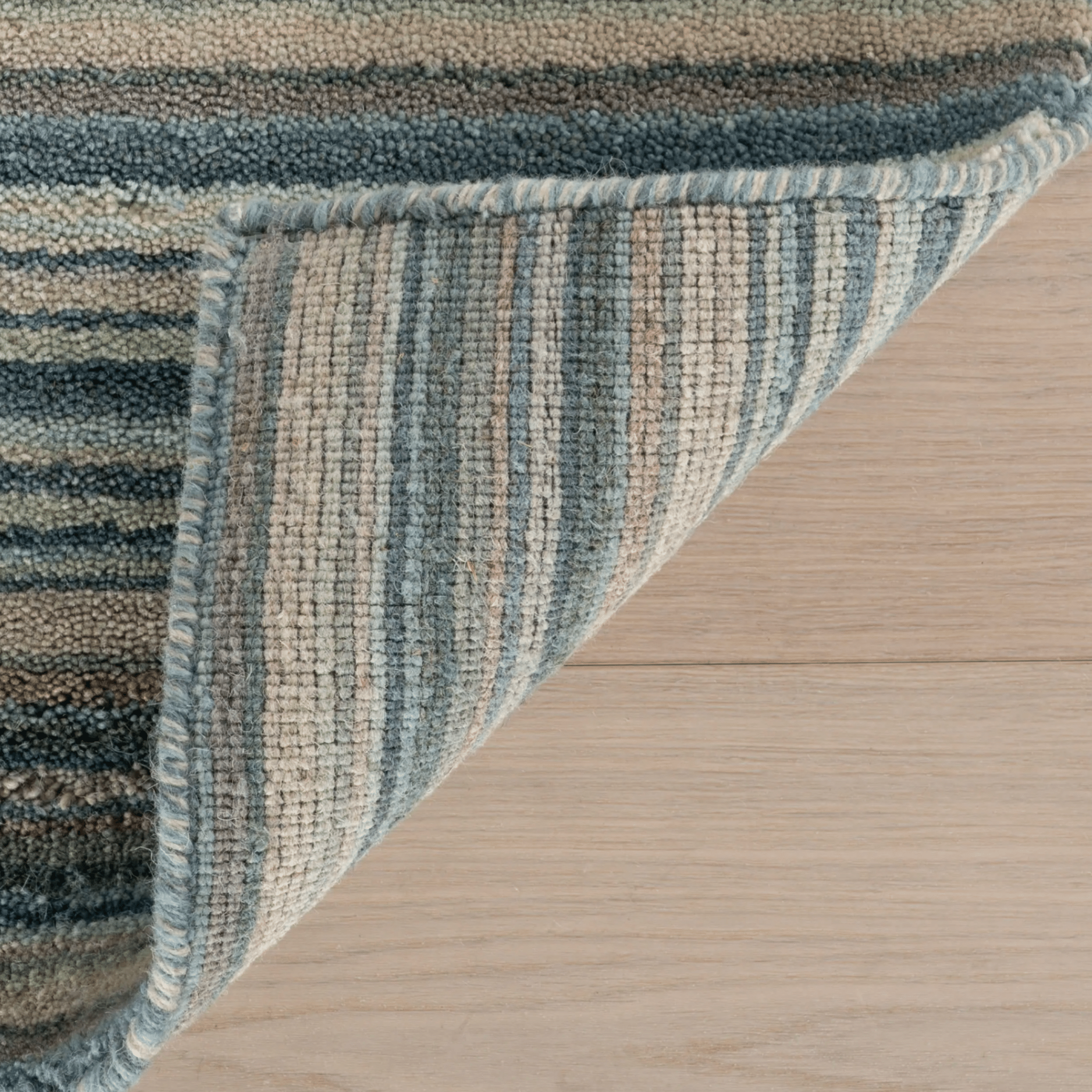 Brindle Stripe Hand Loom Knotted Wool Rug - Blue - Our Boat House