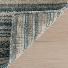 Brindle Stripe Hand Loom Knotted Wool Rug - Blue - Our Boat House