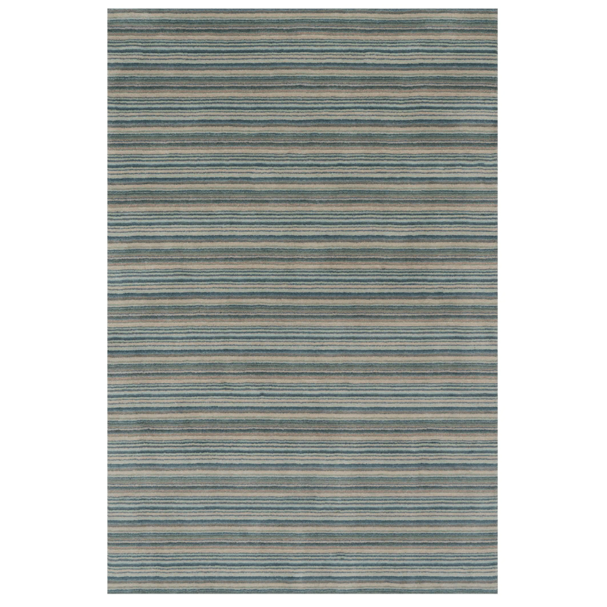 Brindle Stripe Hand Loom Knotted Wool Rug - Blue - Our Boat House