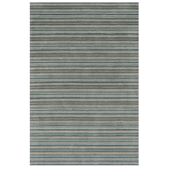 Brindle Stripe Hand Loom Knotted Wool Rug - Blue - Our Boat House