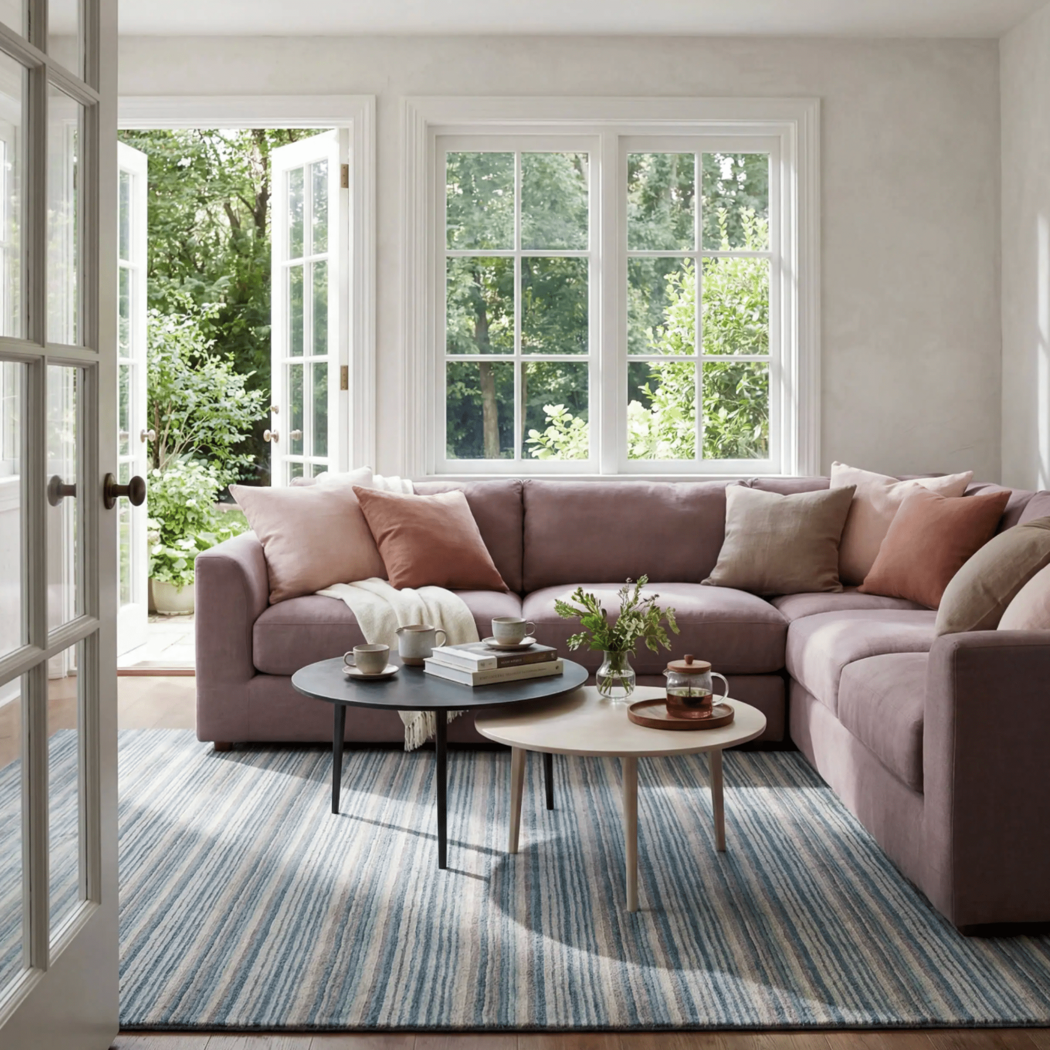 Brindle Stripe Hand Loom Knotted Wool Rug - Blue - Our Boat House