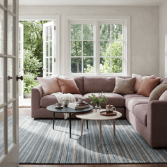 Brindle Stripe Hand Loom Knotted Wool Rug - Blue - Our Boat House