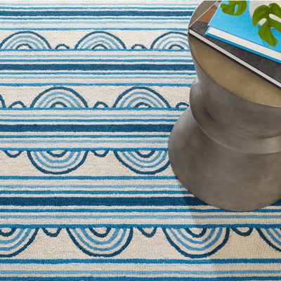 Button Blue Hand Micro Hooked Wool Rug - Our Boat House