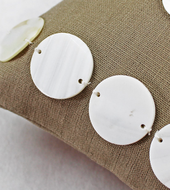 Mother of Pearl Shell Linen Pillow -Cappuccino