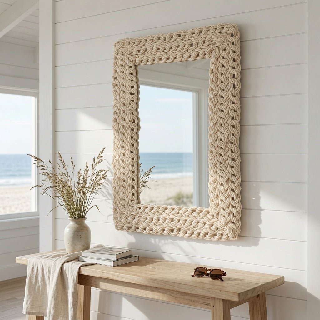 Carly Coco Bead Rectangular Mirror - Our Boat House
