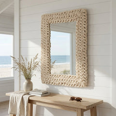Carly Coco Bead Rectangular Mirror - Our Boat House