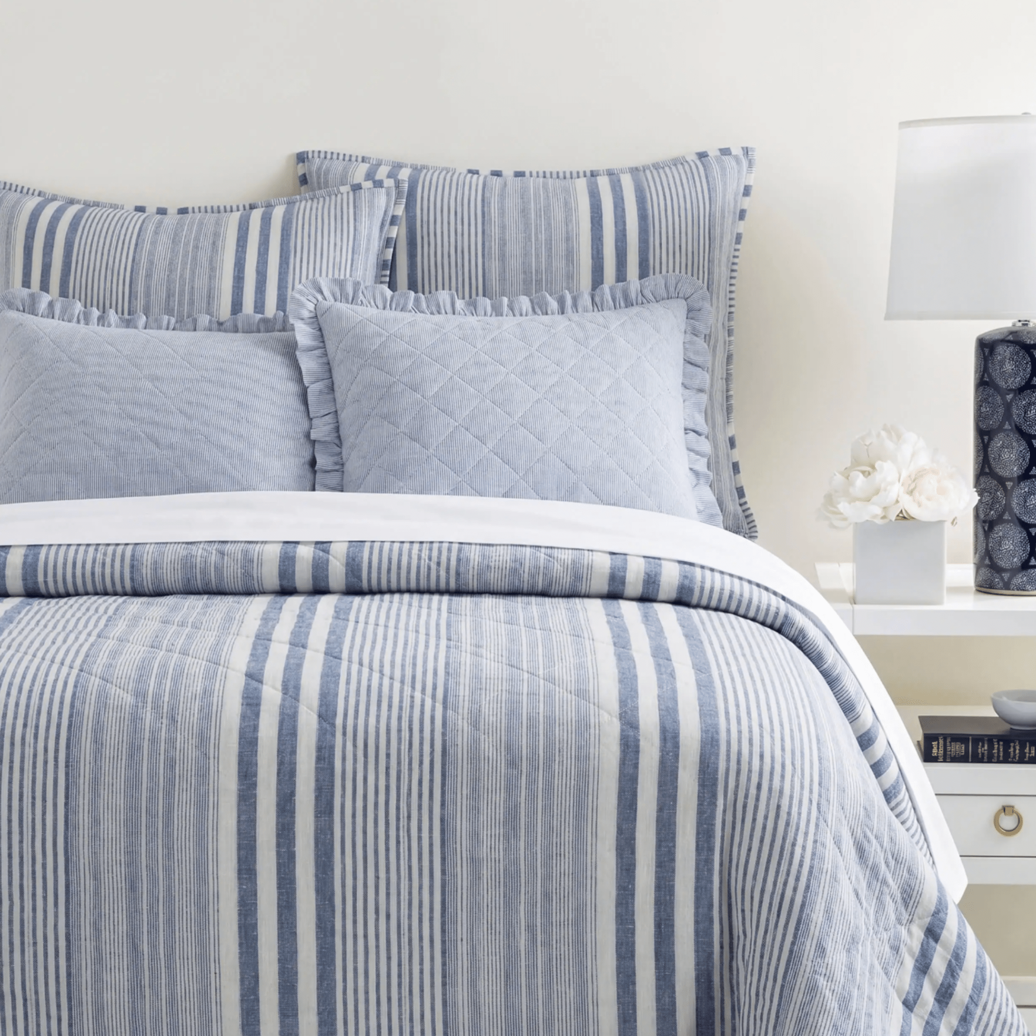 Carolina Stripe Quilt - French Blue - Our Boat House