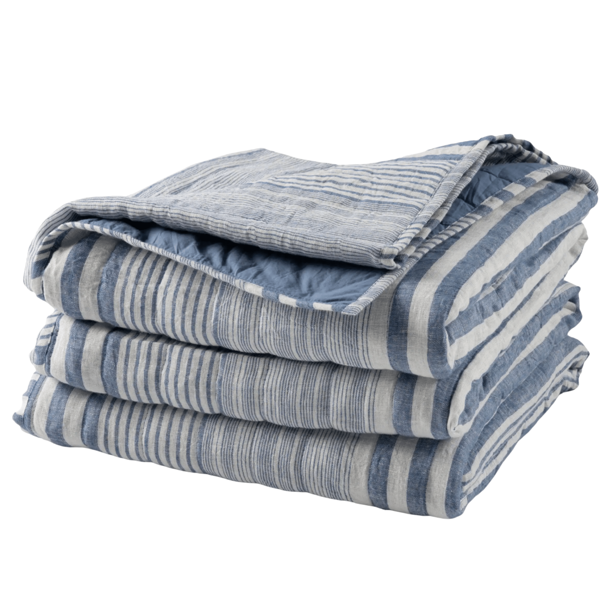 Carolina Stripe Quilt - French Blue - Our Boat House