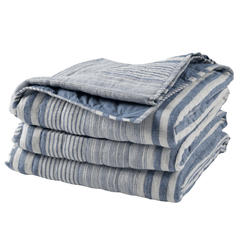 Carolina Stripe Quilt - French Blue - Our Boat House