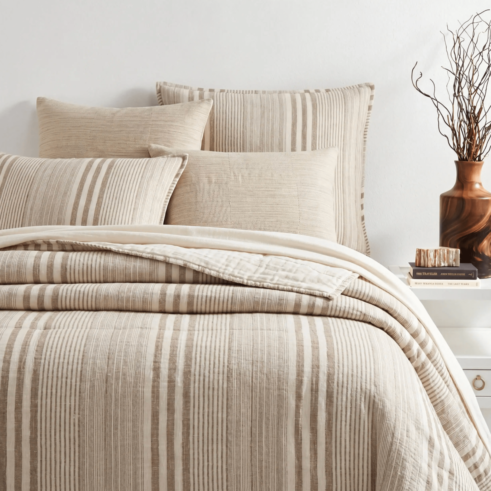 Carolina Stripe Quilt - Natural - Our Boat House