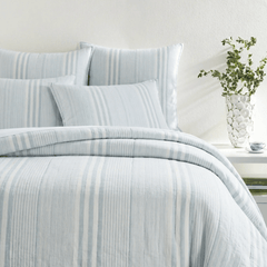 Carolina Stripe Quilted Sham - Sky - Our Boat House