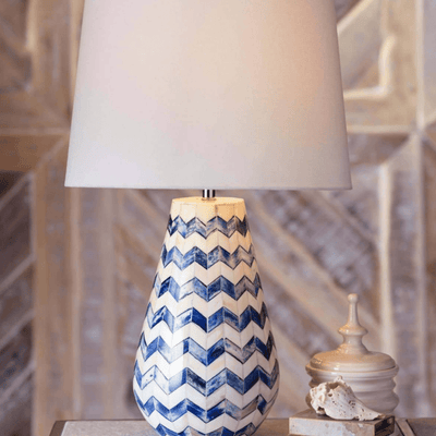 Cassia Chevron Table Lamp - Indigo - Our Boat House