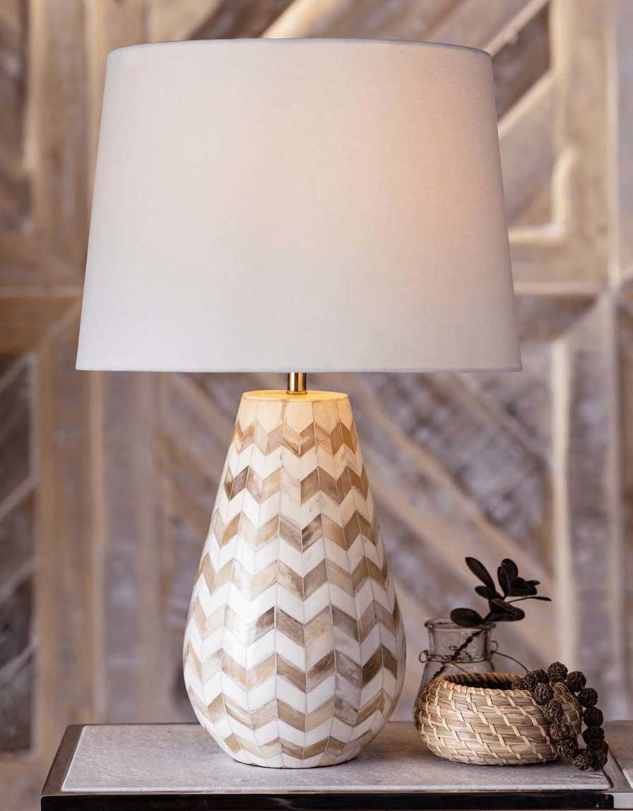 Cassia Chevron Table Lamp - Natural - Our Boat House