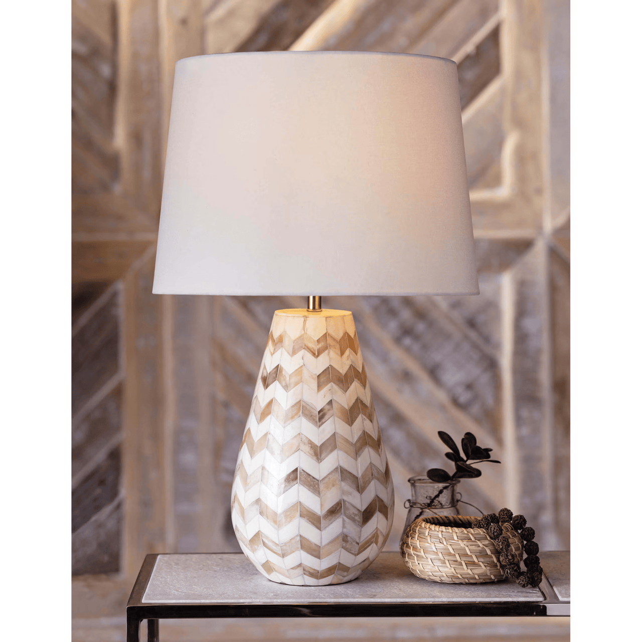 Cassia Chevron Table Lamp - Natural - coastal inspired home furnishing lifestyle