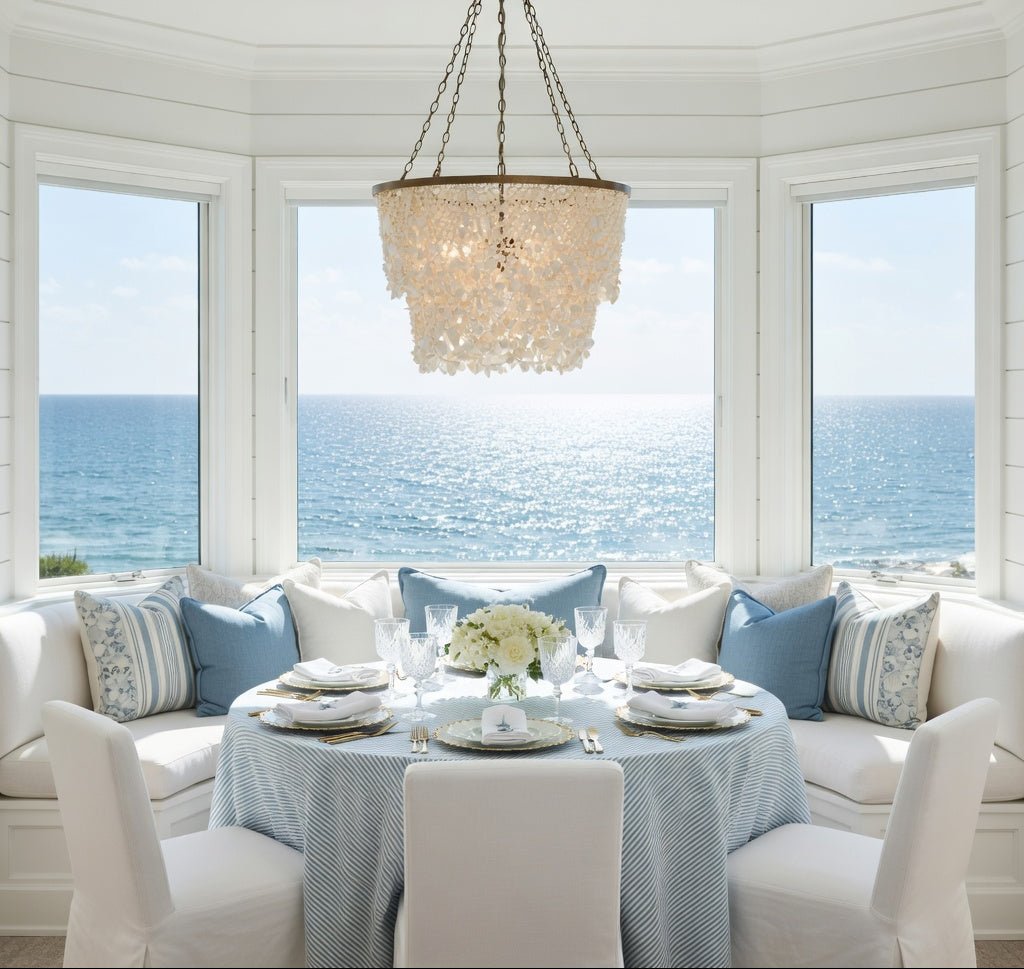 Cassia White Clam Shell Chandelier - Gold - coastal inspired home furnishing lifestyle