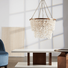 Cassia White Clam Shell Chandelier - Gold - Our Boat House