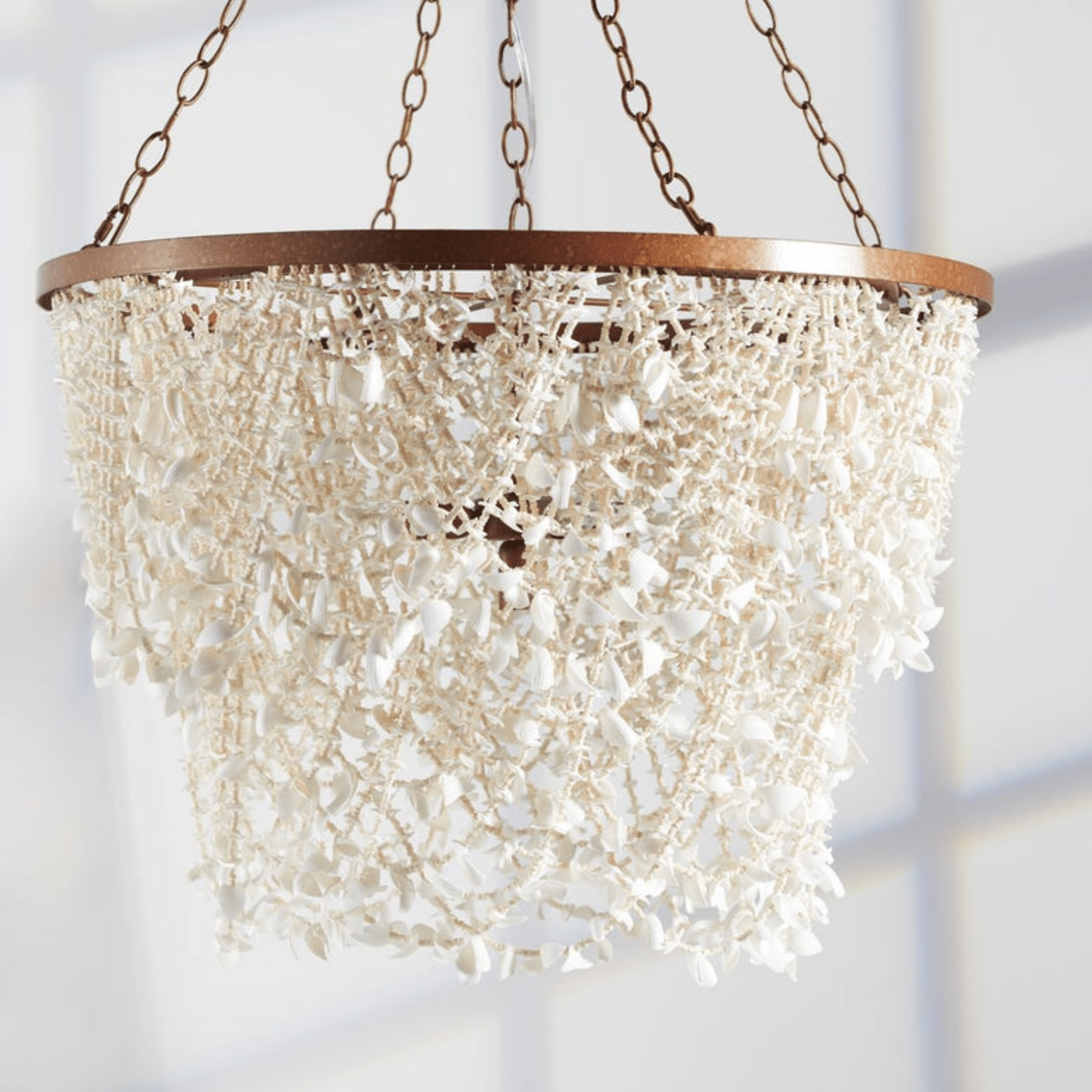 Cassia White Clam Shell Chandelier - Gold - Our Boat House