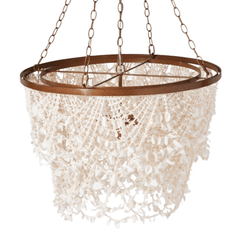 Cassia White Clam Shell Chandelier - Gold - Our Boat House