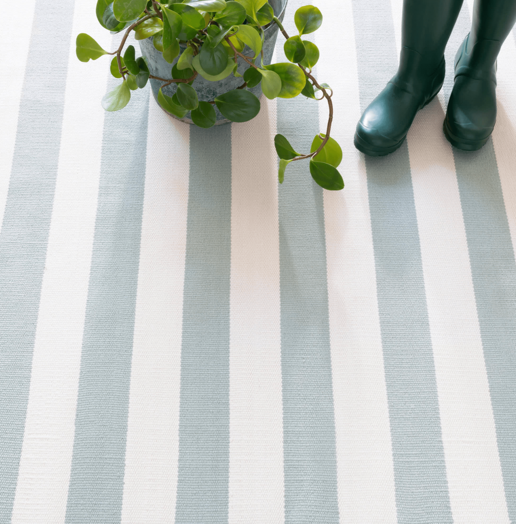 Catamaran Stripe Indoor/Outdoor Rug - Light Blue & Ivory - Our Boat House