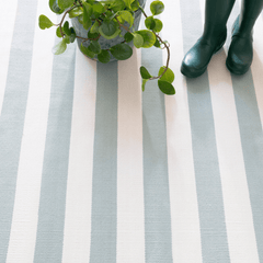 Catamaran Stripe Indoor/Outdoor Rug - Light Blue & Ivory - Our Boat House