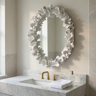 Celeste Oval Leaf Coral Mirror - Our Boat House