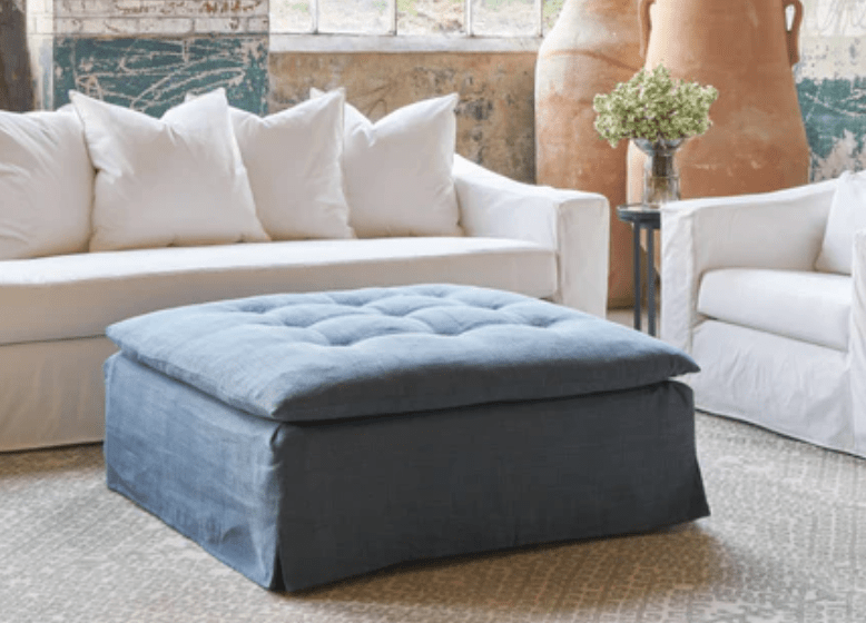 Chatham Slipcovered Square Ottoman - Our Boat House