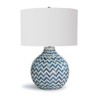 Chevron Bone Table Lamp - Indigo - Our Boat House